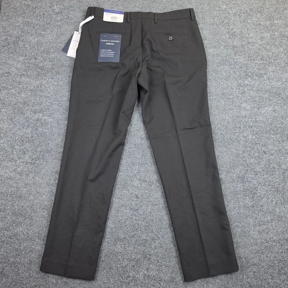 Tommy Hilfiger Dress Pants Men's 34x30 Black Stretch Flat Front NWT Redmond
